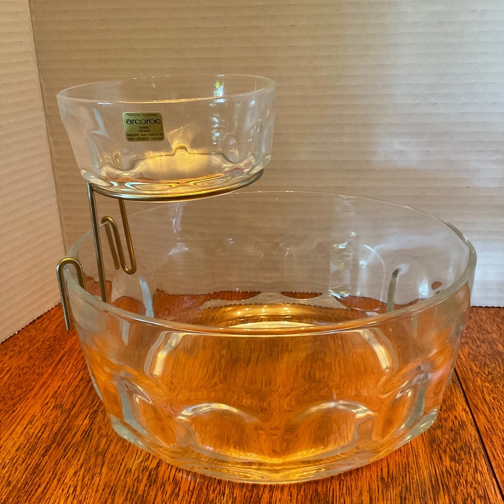 Arcoroc Chip and Dip Bowl Set 3 Piece Vintage New with sticker